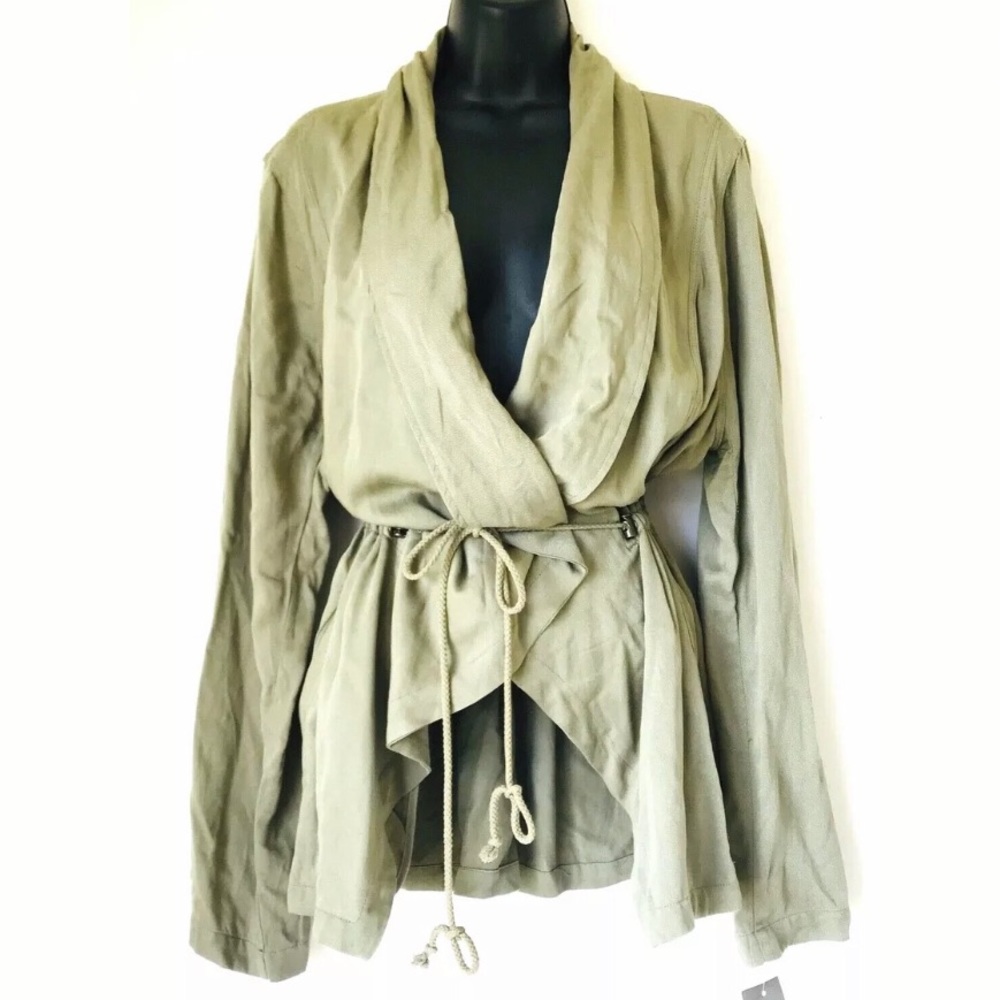 NWT Army Green Waterfall Front Utility Jacket Coat